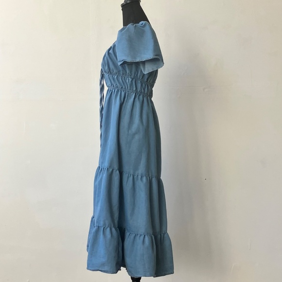Chambray whimsical western bohemian dress - Picture 3 of 13